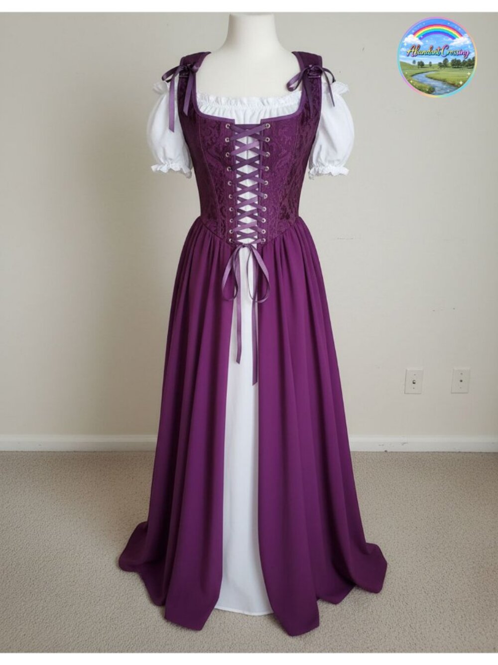 Renaissance Costume Women Medieval Corset Dress Two-Piece Set